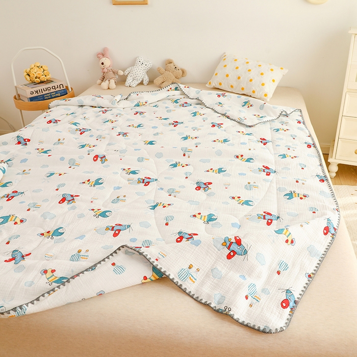 91家纺网 家纺一手货源 找家纺 十九色 2026新款婴儿纱皱布儿童贴身夏被被子被芯 滑翔机