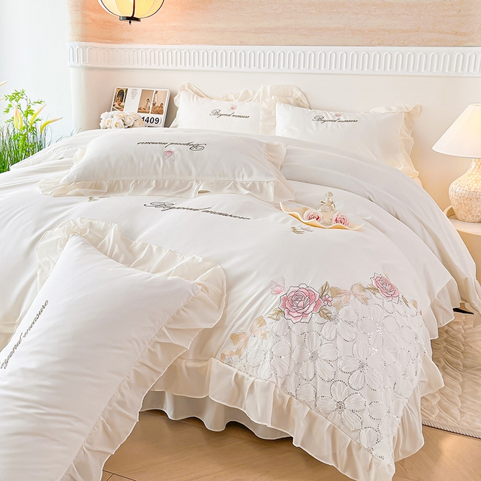 91家纺网 家纺一手货源 找家纺 （总）富宁家纺 2026新款亲肤棉重工艺四件套-花芝舞