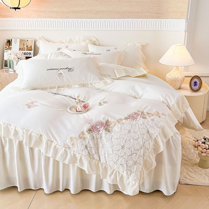 91家纺网 家纺一手货源 找家纺 （总）富宁家纺 2026新款亲肤棉重工艺四件套-花芝舞