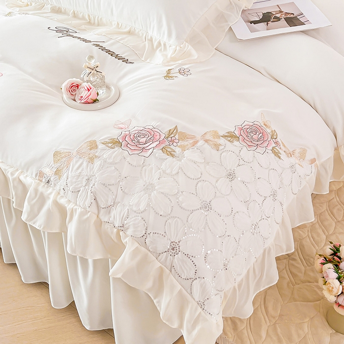 91家纺网 家纺一手货源 找家纺 （总）富宁家纺 2026新款亲肤棉重工艺四件套-花芝舞