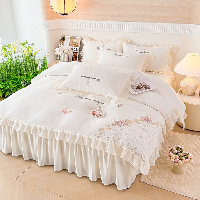 91家纺网 家纺一手货源 找家纺 （总）富宁家纺 2026新款亲肤棉重工艺四件套-花芝舞