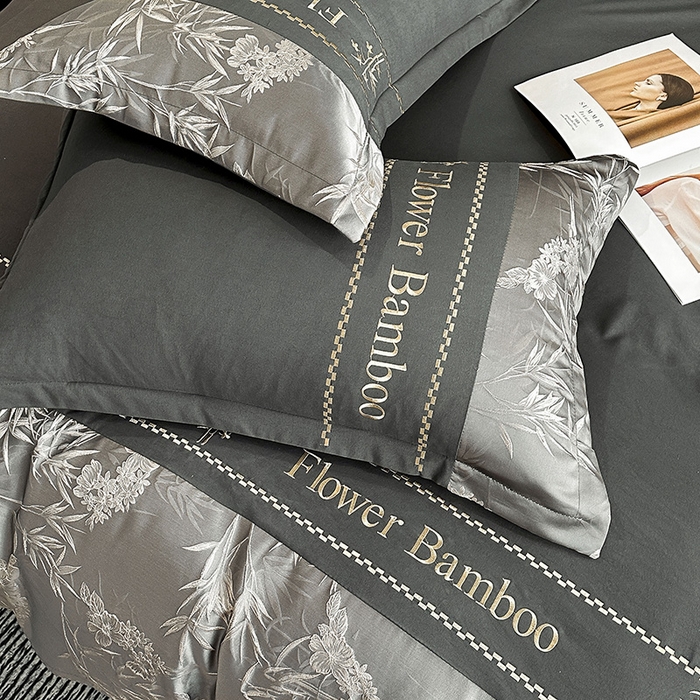 91家纺网 家纺一手货源 找家纺 （总）富宁家纺 2026新款立体提花磨毛刺绣款四件套-花竹