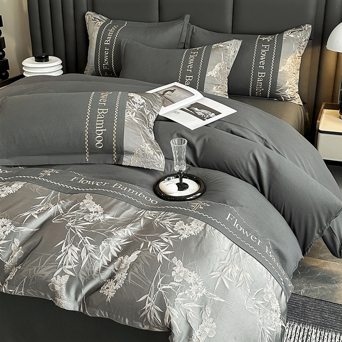 91家纺网 家纺一手货源 找家纺 （总）富宁家纺 2026新款立体提花磨毛刺绣款四件套-花竹