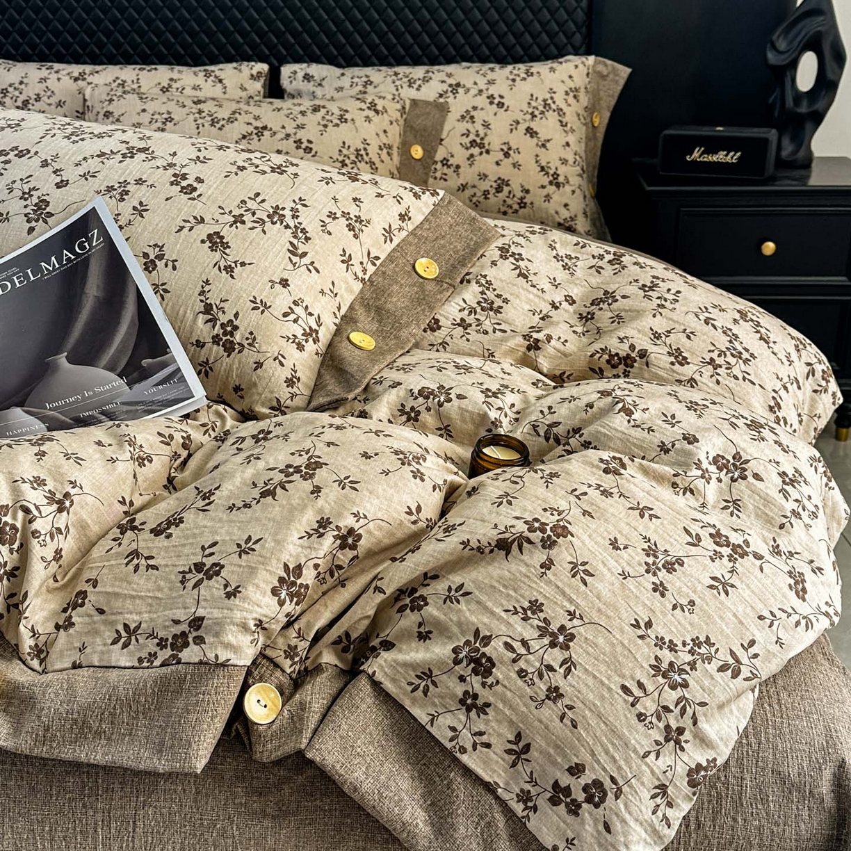 91家纺网 家纺一手货源 找家纺 （总）晚爱家纺（原晚安家居） 2026新款加厚双层纱原麻纽扣款四件套