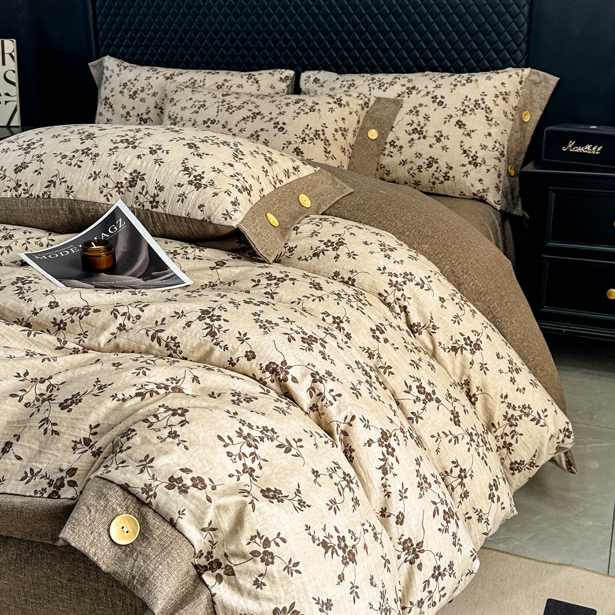 91家纺网 家纺一手货源 找家纺 （总）晚爱家纺（原晚安家居） 2026新款加厚双层纱原麻纽扣款四件套