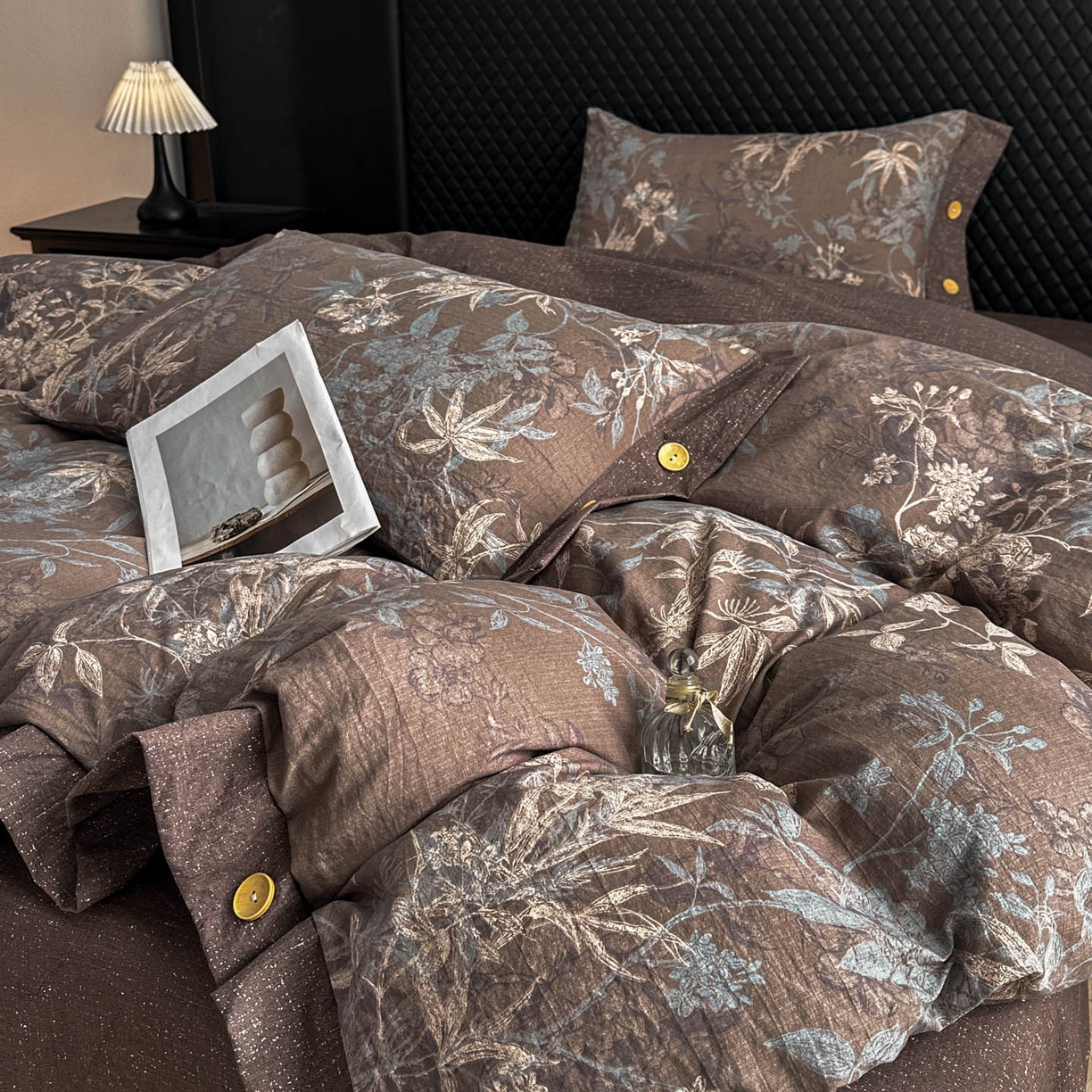 91家纺网 家纺一手货源 找家纺 （总）晚爱家纺（原晚安家居） 2026新款加厚双层纱原麻纽扣款四件套