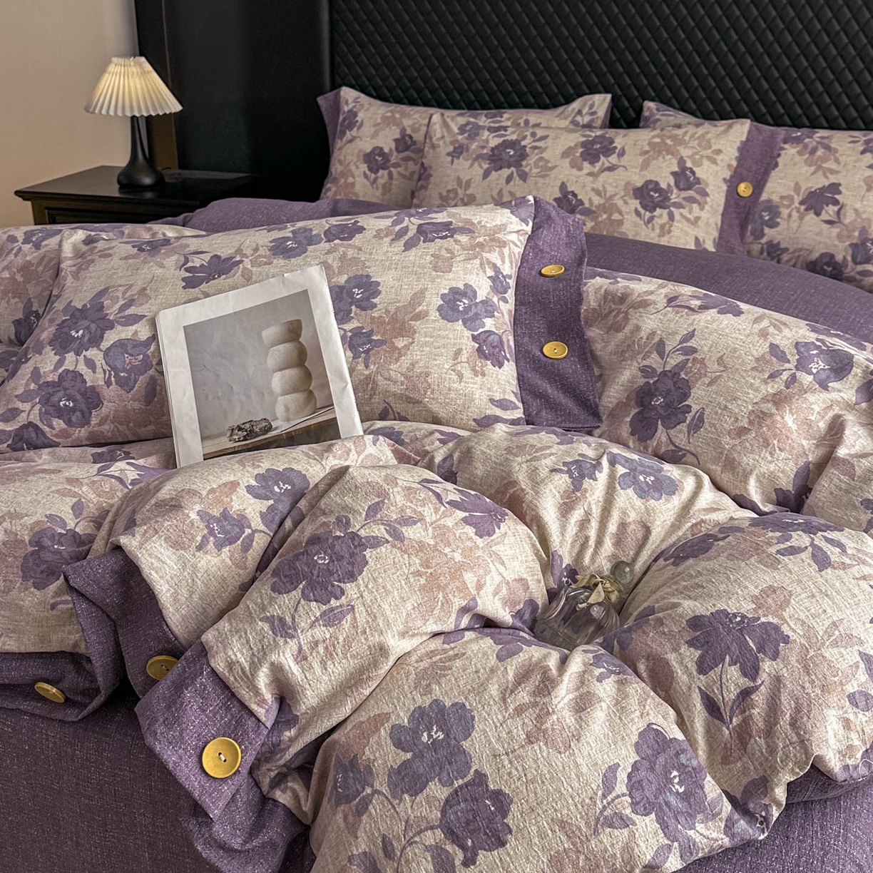 91家纺网 家纺一手货源 找家纺 （总）晚爱家纺（原晚安家居） 2026新款加厚双层纱原麻纽扣款四件套