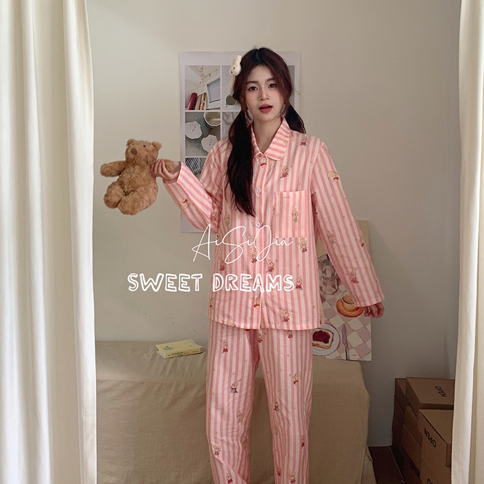 91家纺网 家纺一手货源 找家纺 （总）爱思佳 2026新款全棉双层纱长袖长裤睡衣