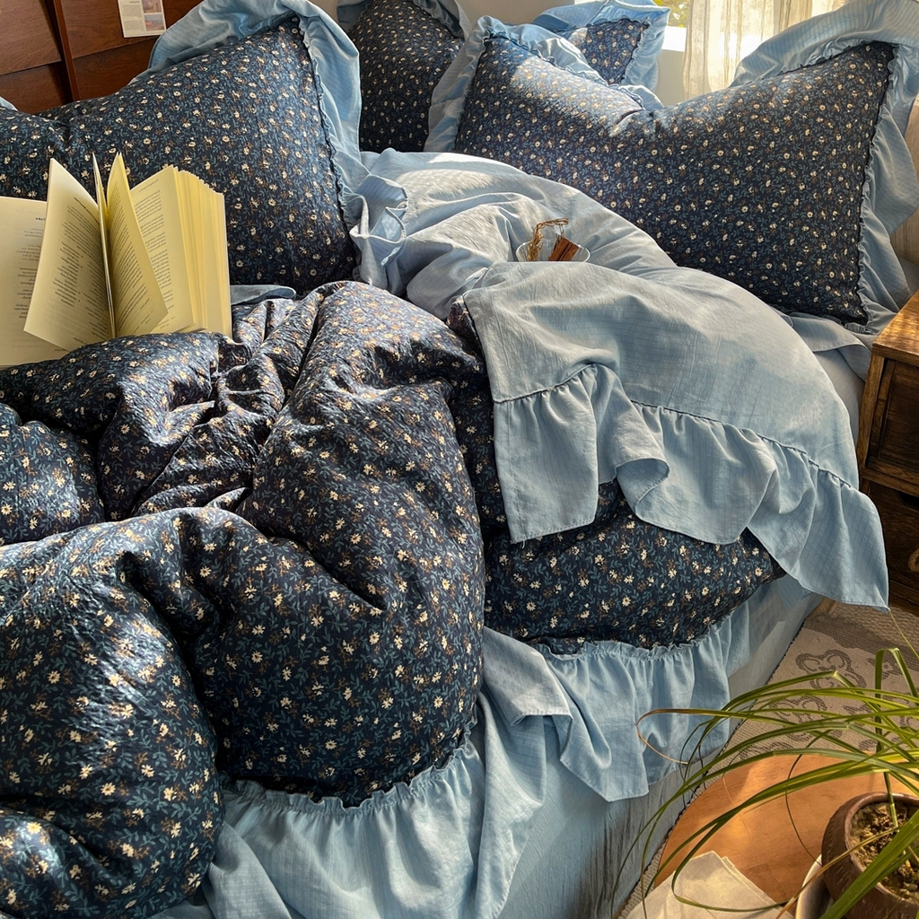 91家纺网 家纺一手货源 找家纺 （总）欣宜家纺 2026新款荷叶花边床上四件套ins风法式少女心被套床单学生宿舍三件套