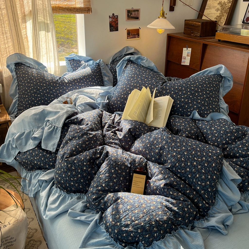 91家纺网 家纺一手货源 找家纺 （总）欣宜家纺 2026新款荷叶花边床上四件套ins风法式少女心被套床单学生宿舍三件套