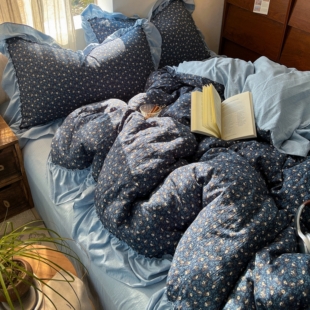 91家纺网 家纺一手货源 找家纺 （总）欣宜家纺 2026新款荷叶花边床上四件套ins风法式少女心被套床单学生宿舍三件套