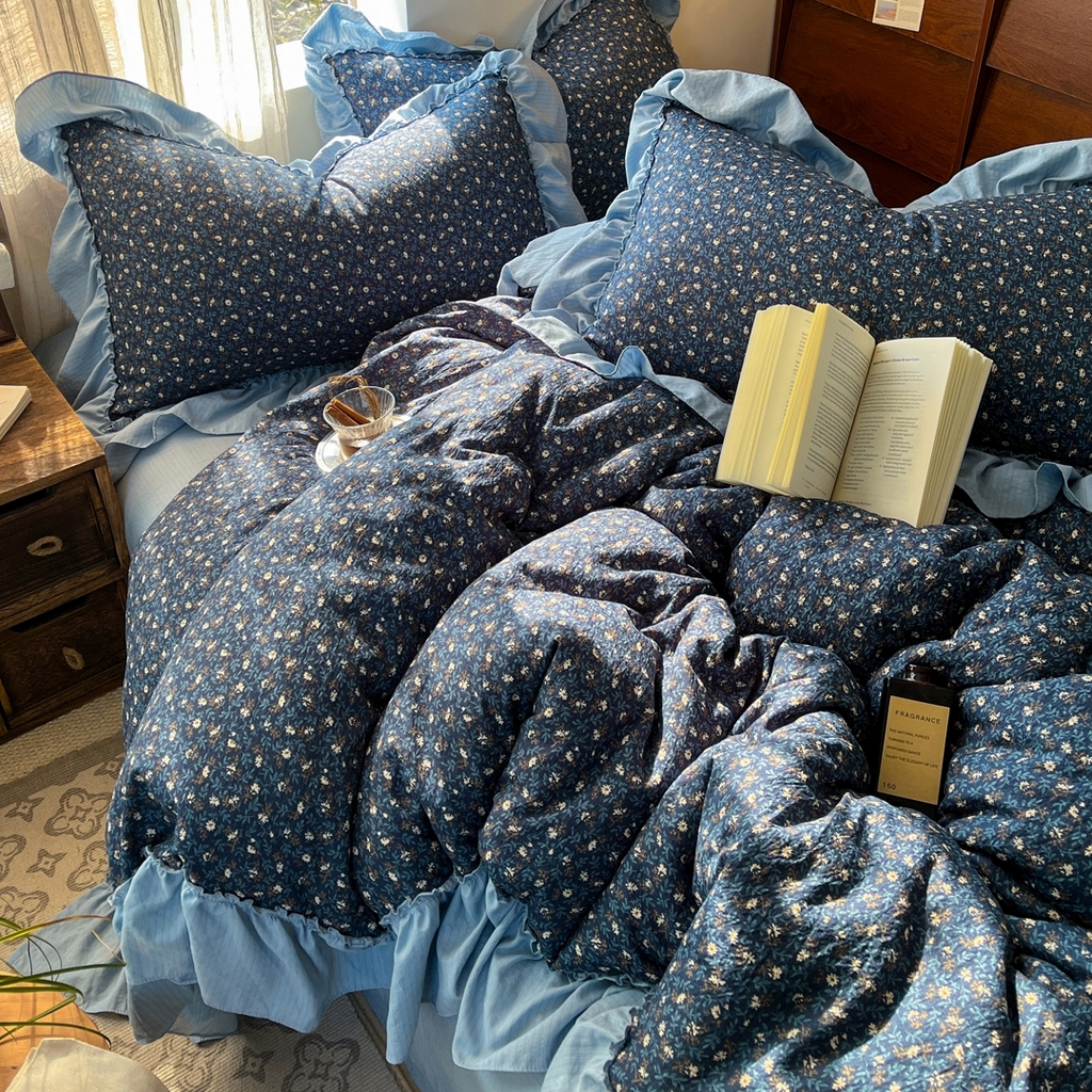 91家纺网 家纺一手货源 找家纺 （总）欣宜家纺 2026新款荷叶花边床上四件套ins风法式少女心被套床单学生宿舍三件套