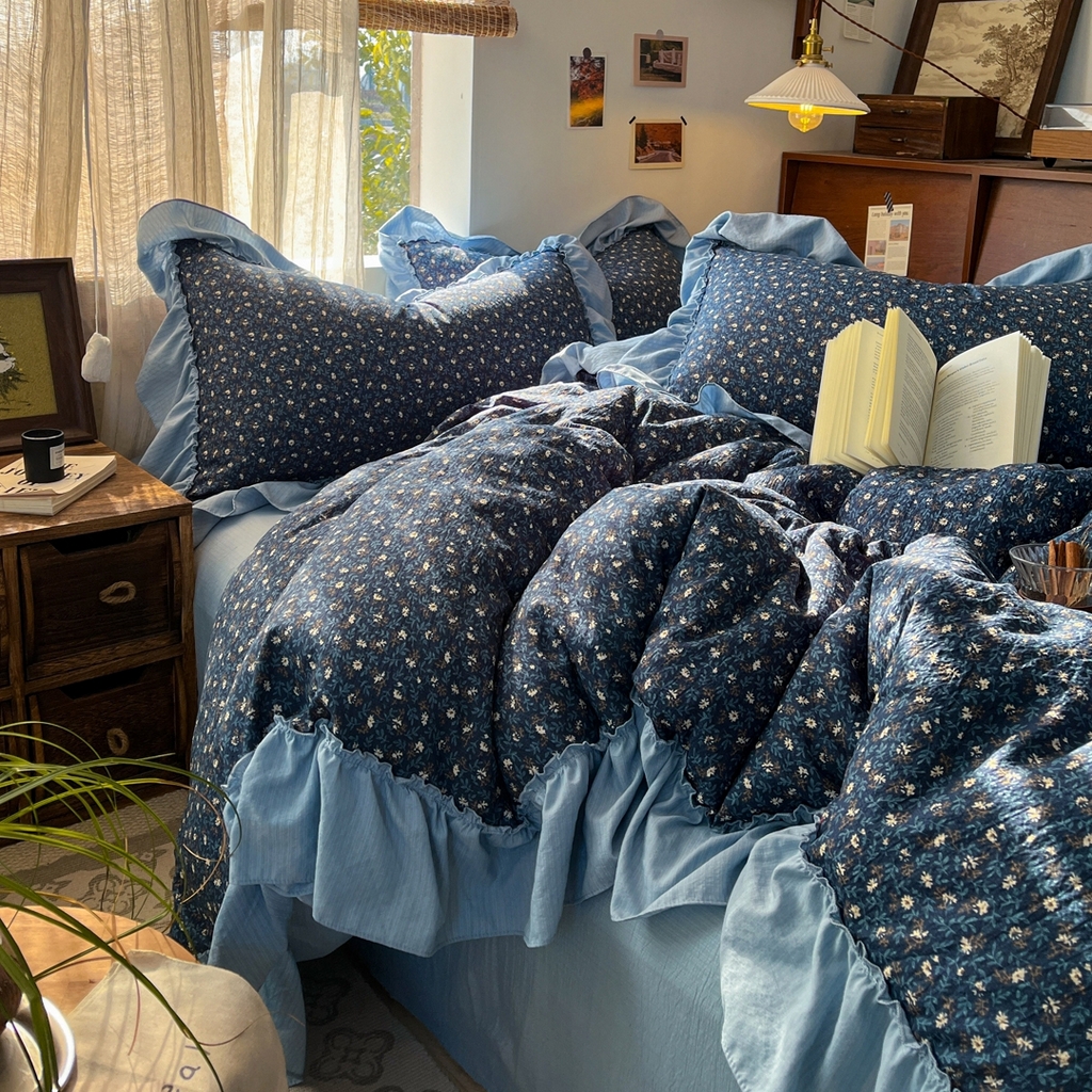 91家纺网 家纺一手货源 找家纺 （总）欣宜家纺 2026新款荷叶花边床上四件套ins风法式少女心被套床单学生宿舍三件套