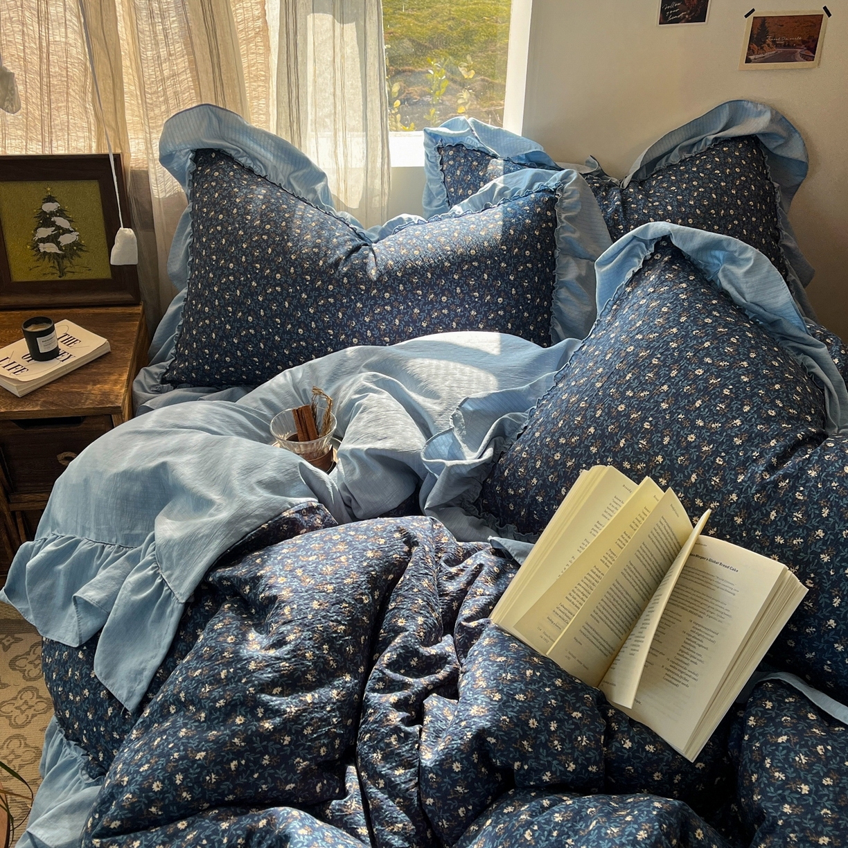 91家纺网 家纺一手货源 找家纺 （总）欣宜家纺 2026新款荷叶花边床上四件套ins风法式少女心被套床单学生宿舍三件套