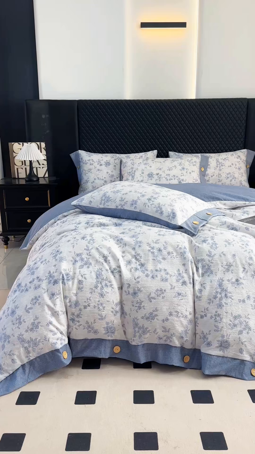 91家纺网 家纺一手货源 找家纺 晚爱家纺（原晚安家居） 2026新款加厚双层纱原麻纽扣款四件套 南阳旧梦