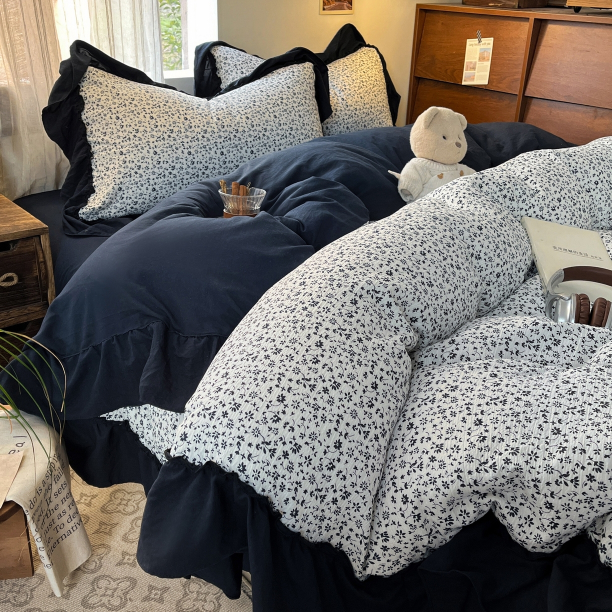 91家纺网 家纺一手货源 找家纺 （总）欣宜家纺 2026新款荷叶花边床上四件套ins风法式少女心被套床单学生宿舍三件套