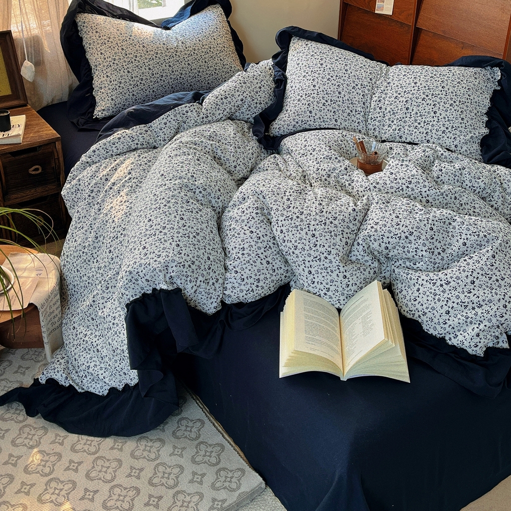 91家纺网 家纺一手货源 找家纺 欣宜家纺 2026新款荷叶花边床上四件套ins风法式少女心被套床单学生宿舍三件套 秘境