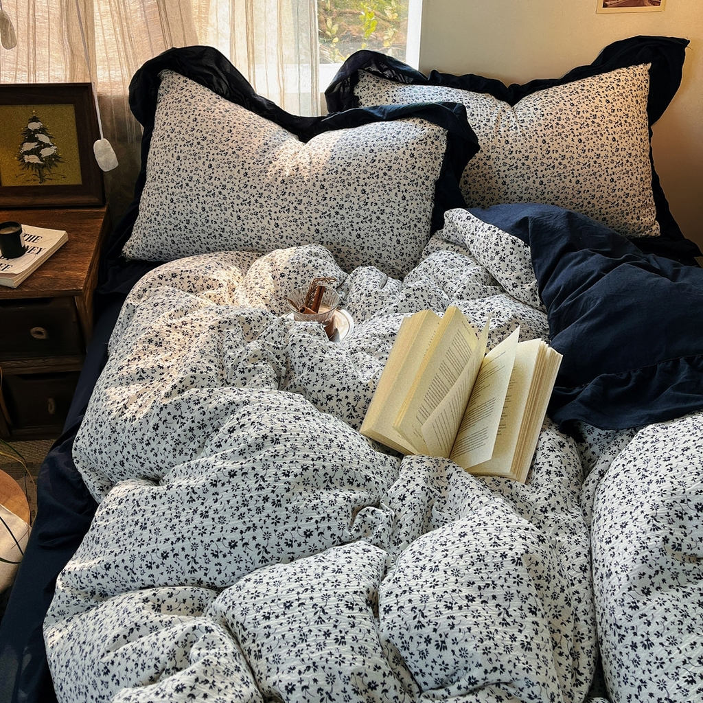 91家纺网 家纺一手货源 找家纺 欣宜家纺 2026新款荷叶花边床上四件套ins风法式少女心被套床单学生宿舍三件套 秘境