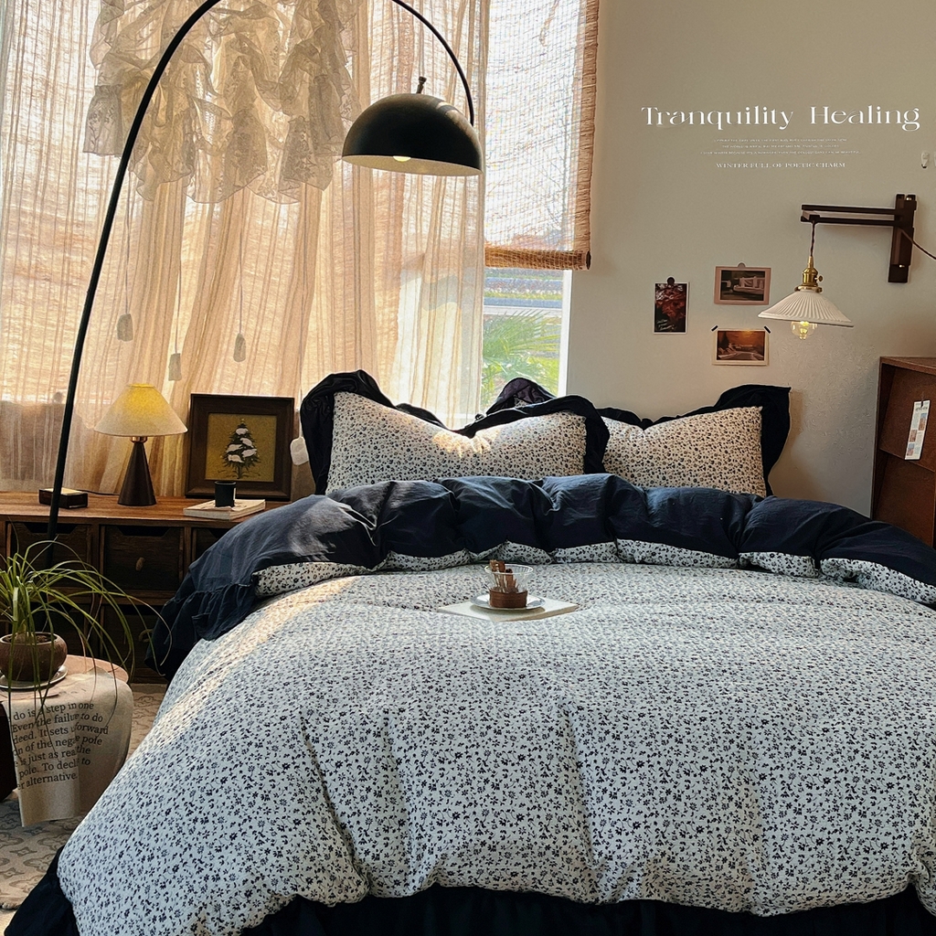 91家纺网 家纺一手货源 找家纺 欣宜家纺 2026新款荷叶花边床上四件套ins风法式少女心被套床单学生宿舍三件套 秘境