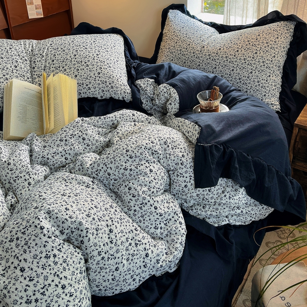 91家纺网 家纺一手货源 找家纺 欣宜家纺 2026新款荷叶花边床上四件套ins风法式少女心被套床单学生宿舍三件套 秘境