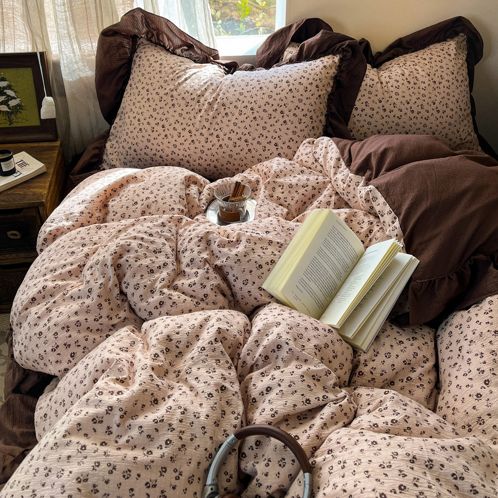 91家纺网 家纺一手货源 找家纺 欣宜家纺 2026新款荷叶花边床上四件套ins风法式少女心被套床单学生宿舍三件套 夜曲