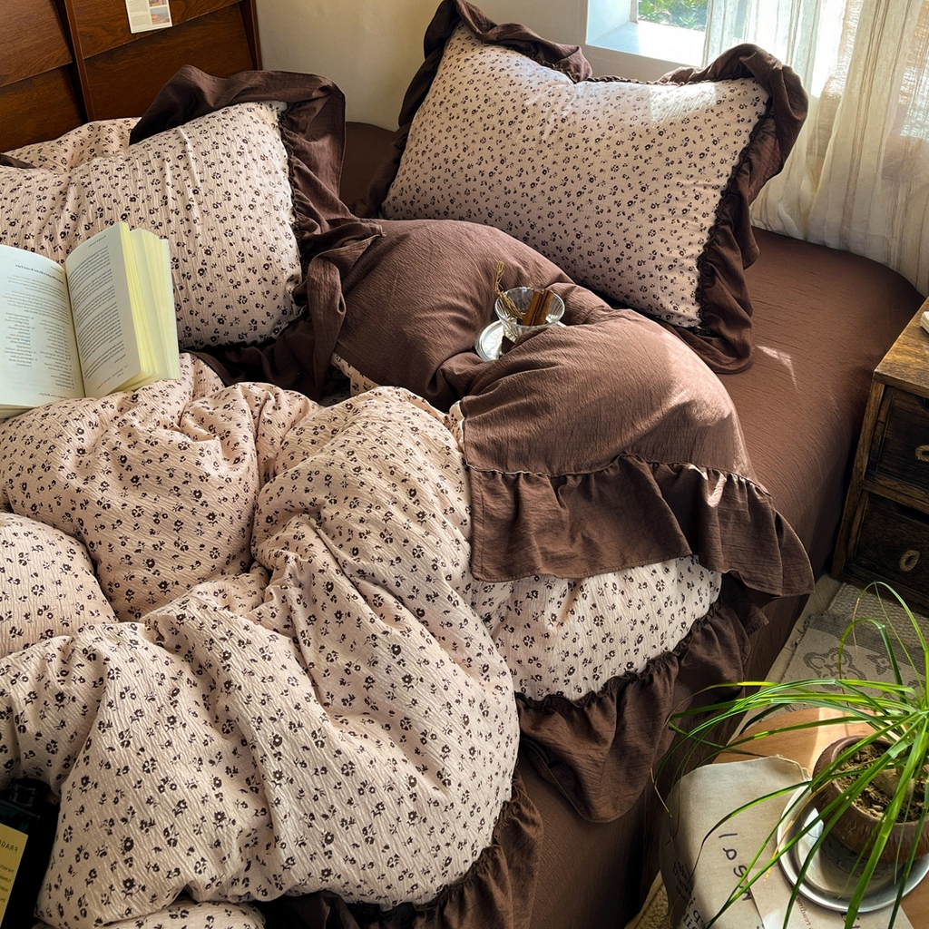 91家纺网 家纺一手货源 找家纺 欣宜家纺 2026新款荷叶花边床上四件套ins风法式少女心被套床单学生宿舍三件套 夜曲