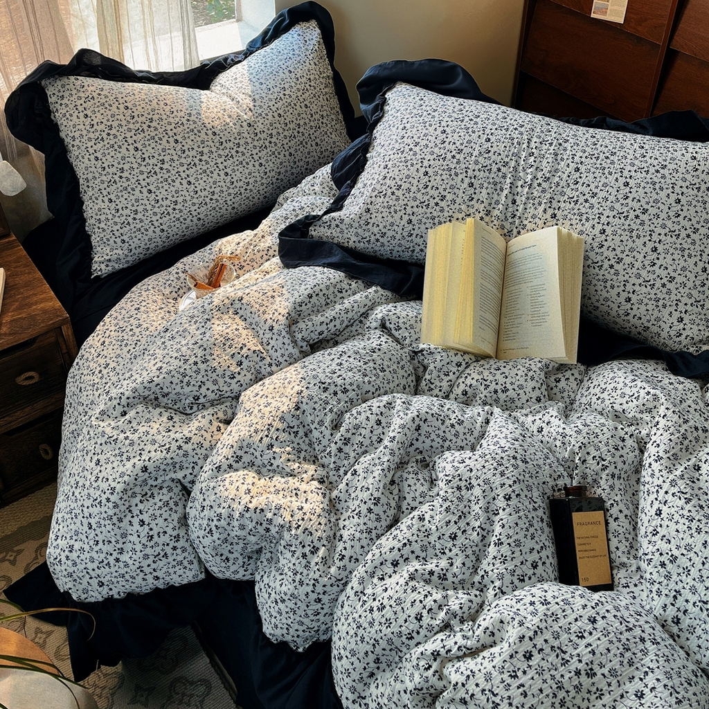 91家纺网 家纺一手货源 找家纺 欣宜家纺 2026新款荷叶花边床上四件套ins风法式少女心被套床单学生宿舍三件套 秘境