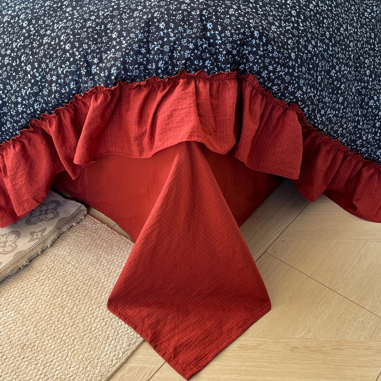 91家纺网 家纺一手货源 找家纺 欣宜家纺 2026新款荷叶花边床上四件套ins风法式少女心被套床单学生宿舍三件套 莫奈