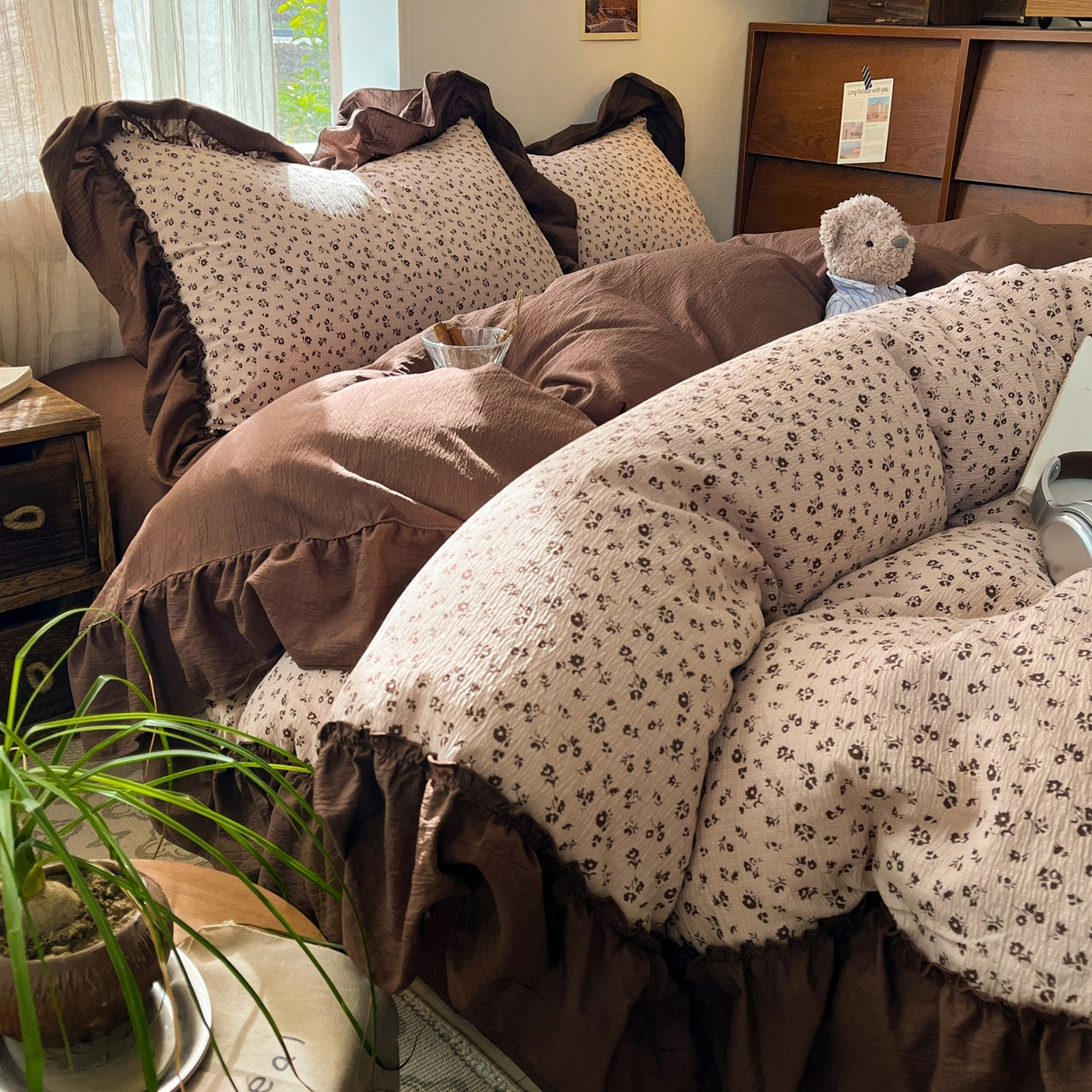 91家纺网 家纺一手货源 找家纺 欣宜家纺 2026新款荷叶花边床上四件套ins风法式少女心被套床单学生宿舍三件套 夜曲