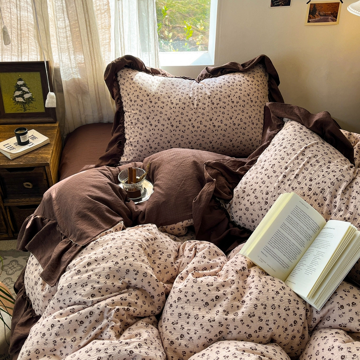 91家纺网 家纺一手货源 找家纺 欣宜家纺 2026新款荷叶花边床上四件套ins风法式少女心被套床单学生宿舍三件套 夜曲