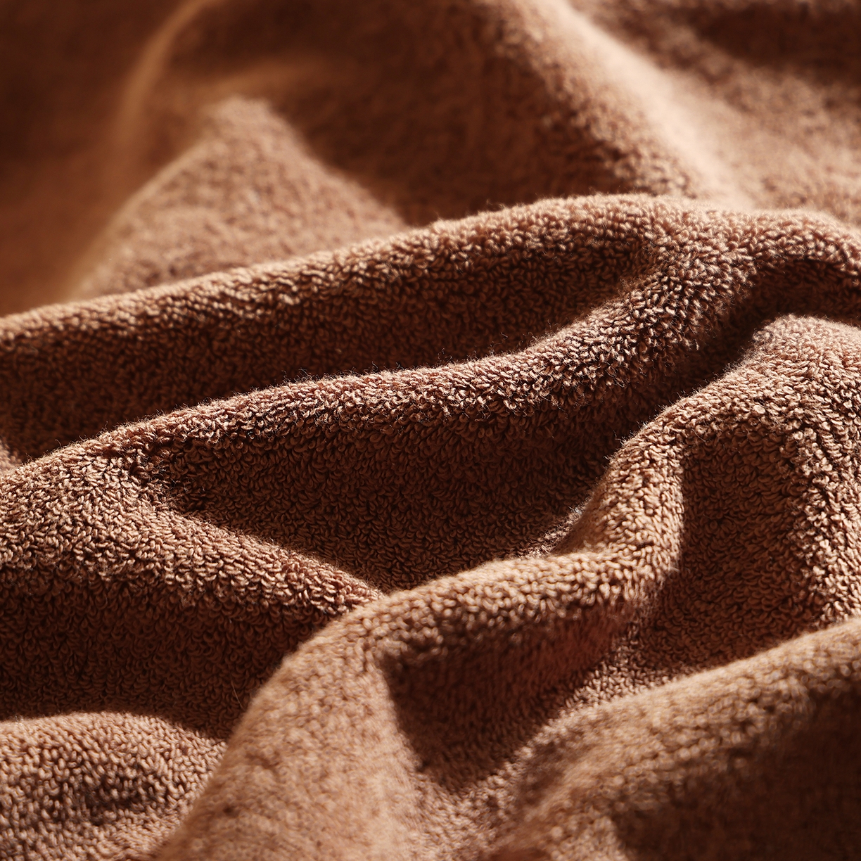 91家纺网 家纺一手货源 找家纺 朴尔家纺-毛巾被 2026新款纯色全棉缎档加大加厚浴巾-晨雾 秋色咖 90x180cm/条