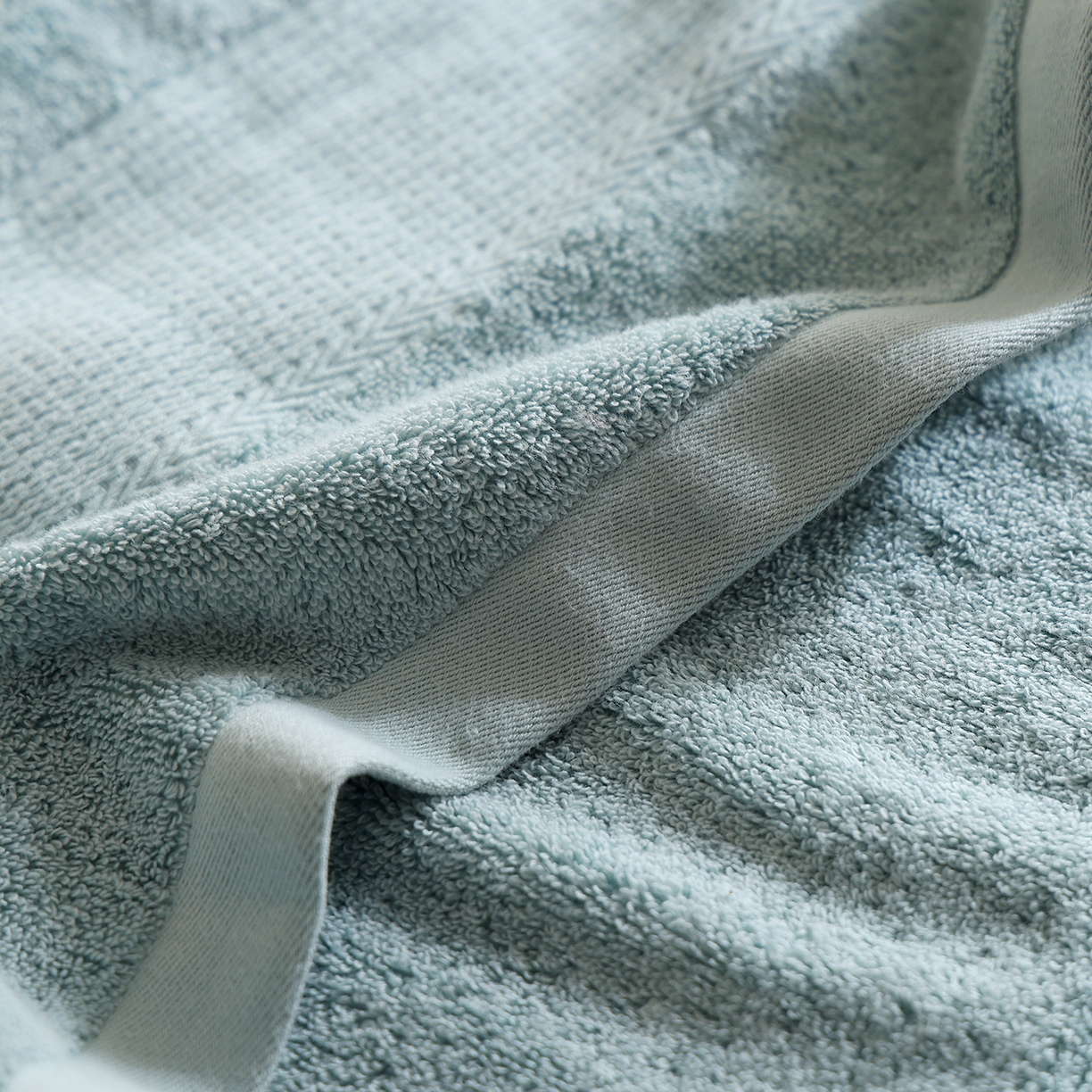 91家纺网 家纺一手货源 找家纺 朴尔家纺-毛巾被 2026新款纯色全棉缎档加大加厚浴巾-晨雾 樱草绿 90x180cm/条