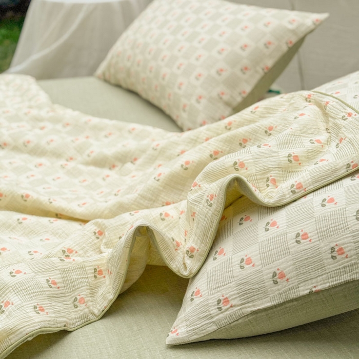 91家纺网 家纺一手货源 找家纺 （总）木楌家居 2026年新款全棉皱皱纱夏被夏凉被空调被夏被四件套