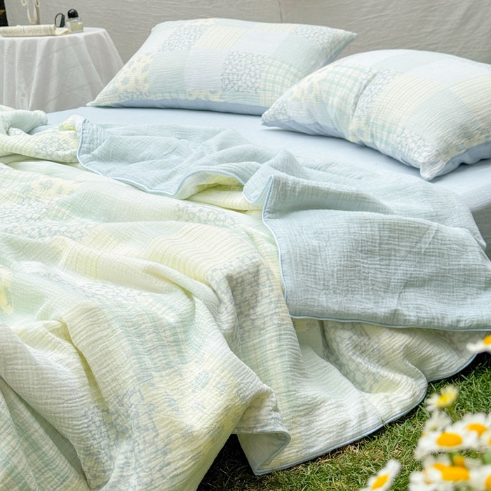 91家纺网 家纺一手货源 找家纺 （总）木楌家居 2026年新款全棉皱皱纱夏被夏凉被空调被夏被四件套