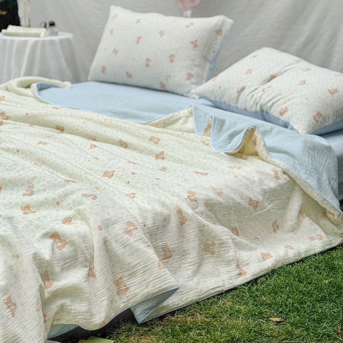 91家纺网 家纺一手货源 找家纺 （总）木楌家居 2026年新款全棉皱皱纱夏被夏凉被空调被夏被四件套