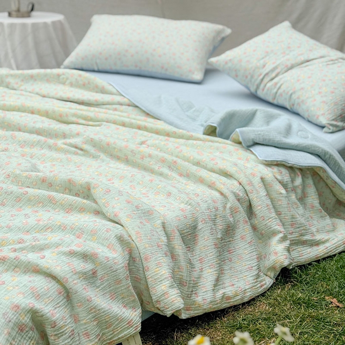 91家纺网 家纺一手货源 找家纺 （总）木楌家居 2026年新款全棉皱皱纱夏被夏凉被空调被夏被四件套