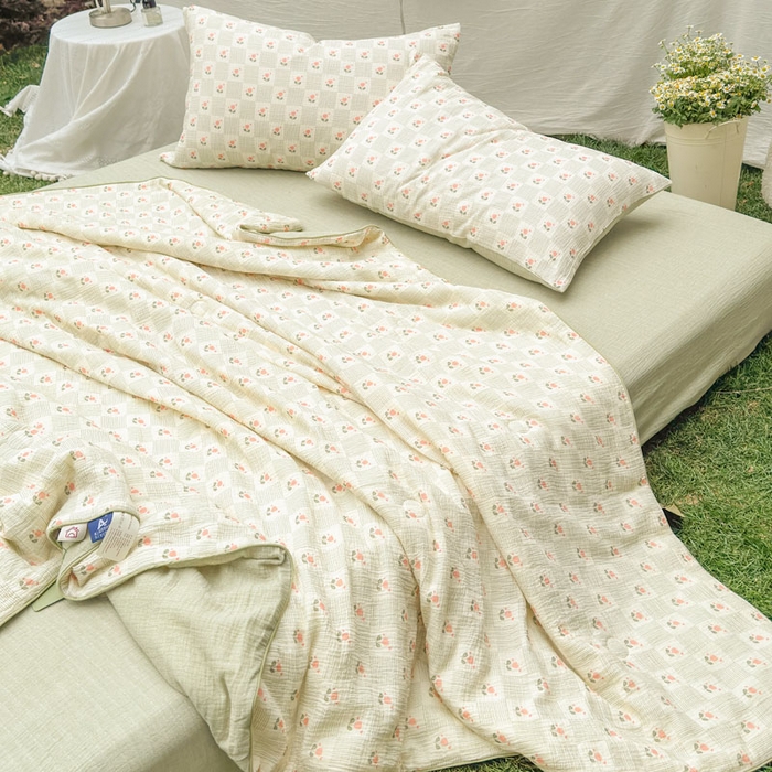 91家纺网 家纺一手货源 找家纺 （总）木楌家居 2026年新款全棉皱皱纱夏被夏凉被空调被夏被四件套