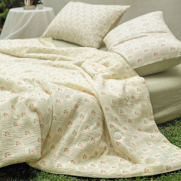 91家纺网 家纺一手货源 找家纺 （总）木楌家居 2026年新款全棉皱皱纱夏被夏凉被空调被夏被四件套