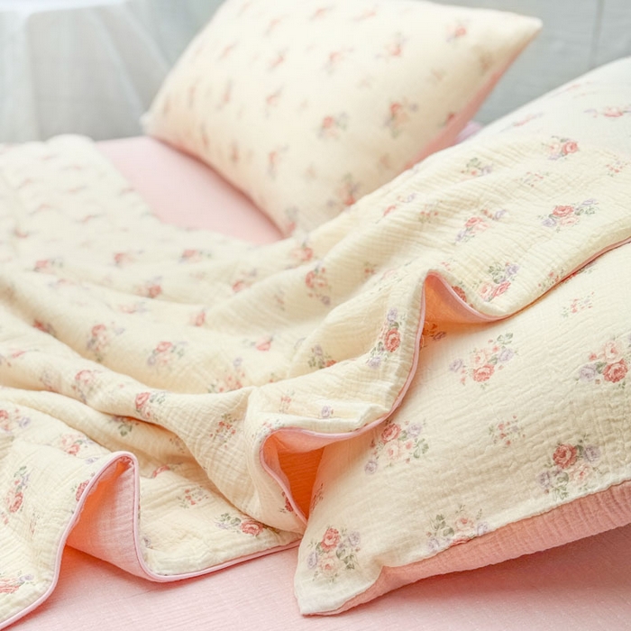 91家纺网 家纺一手货源 找家纺 木楌家居 2026年新款全棉皱皱纱夏被夏凉被空调被夏被四件套 舒窈