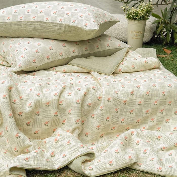 91家纺网 家纺一手货源 找家纺 （总）木楌家居 2026年新款全棉皱皱纱夏被夏凉被空调被夏被四件套