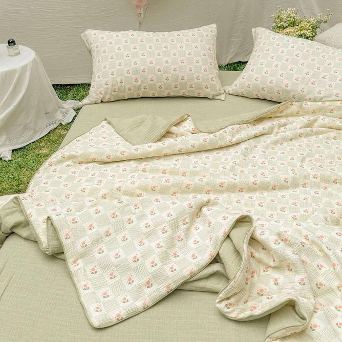 91家纺网 家纺一手货源 找家纺 （总）木楌家居 2026年新款全棉皱皱纱夏被夏凉被空调被夏被四件套