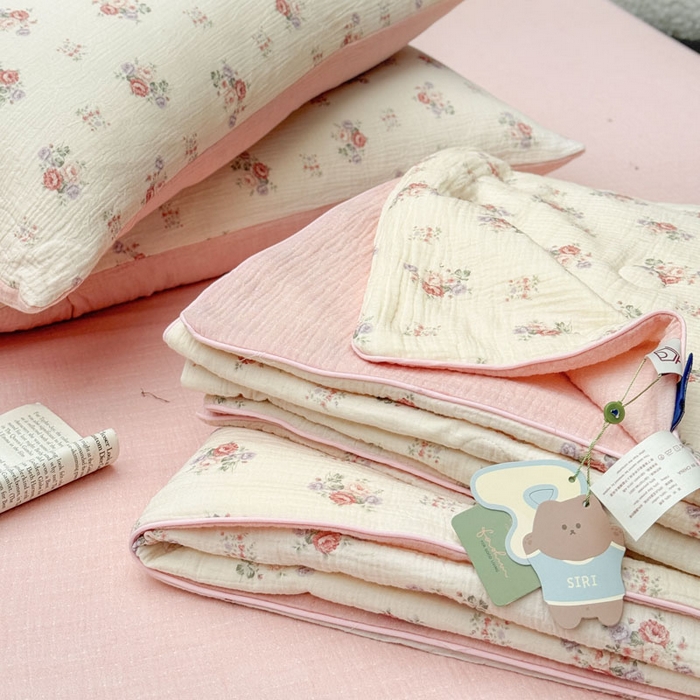 91家纺网 家纺一手货源 找家纺 木楌家居 2026年新款全棉皱皱纱夏被夏凉被空调被夏被四件套 舒窈