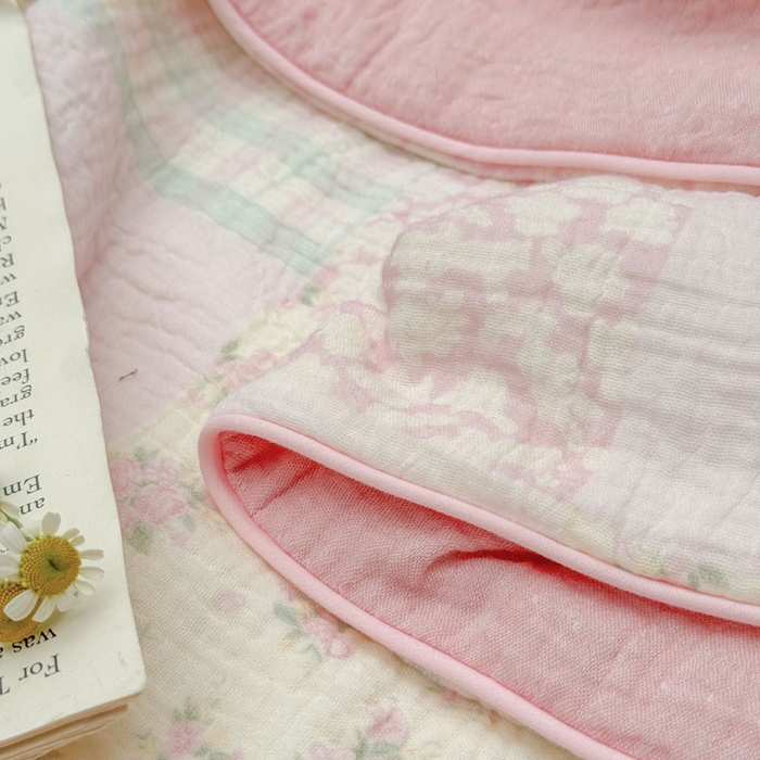 91家纺网 家纺一手货源 找家纺 木楌家居 2026年新款全棉皱皱纱夏被夏凉被空调被夏被四件套 百福-粉