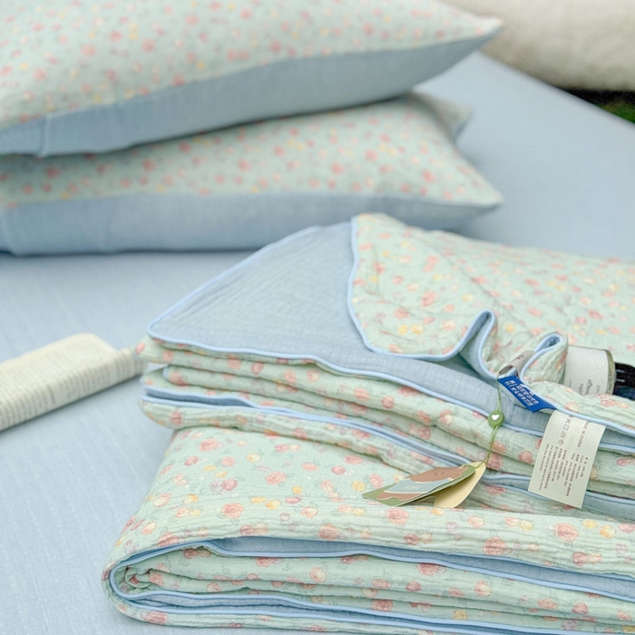 91家纺网 家纺一手货源 找家纺 木楌家居 2026年新款全棉皱皱纱夏被夏凉被空调被夏被四件套 汐言