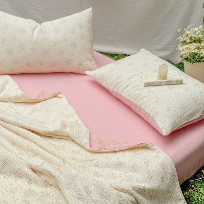 91家纺网 家纺一手货源 找家纺 木楌家居 2026年新款全棉皱皱纱夏被夏凉被空调被夏被四件套 采盈