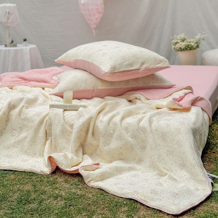 91家纺网 家纺一手货源 找家纺 木楌家居 2026年新款全棉皱皱纱夏被夏凉被空调被夏被四件套 采盈