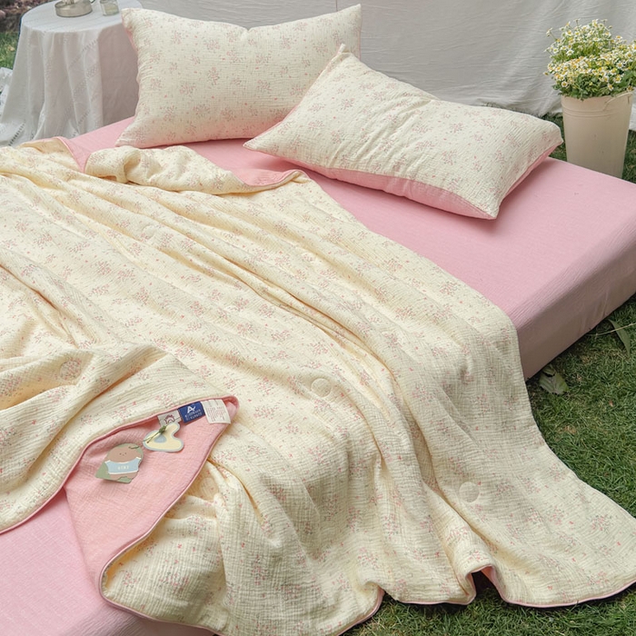 91家纺网 家纺一手货源 找家纺 木楌家居 2026年新款全棉皱皱纱夏被夏凉被空调被夏被四件套 采盈