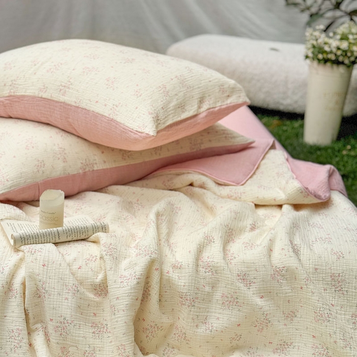 91家纺网 家纺一手货源 找家纺 木楌家居 2026年新款全棉皱皱纱夏被夏凉被空调被夏被四件套 采盈