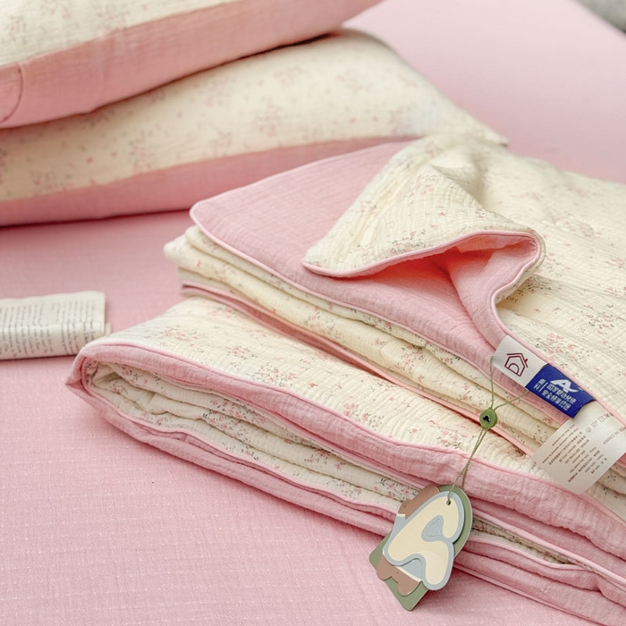 91家纺网 家纺一手货源 找家纺 木楌家居 2026年新款全棉皱皱纱夏被夏凉被空调被夏被四件套 采盈