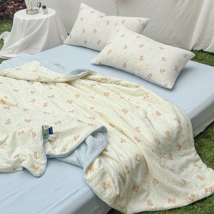 91家纺网 家纺一手货源 找家纺 木楌家居 2026年新款全棉皱皱纱夏被夏凉被空调被夏被四件套 乔木